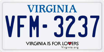 VA license plate VFM3237