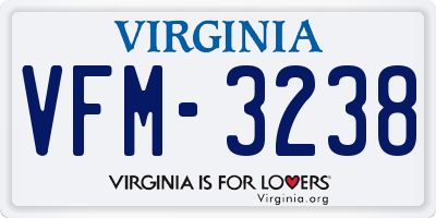 VA license plate VFM3238