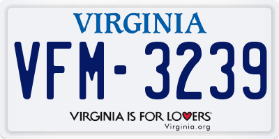 VA license plate VFM3239