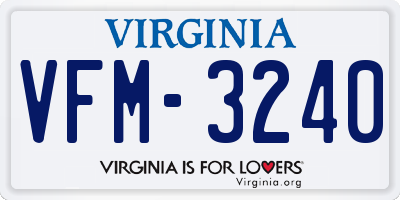 VA license plate VFM3240