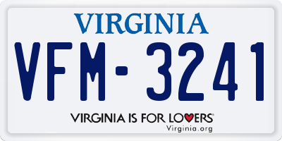 VA license plate VFM3241