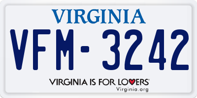 VA license plate VFM3242