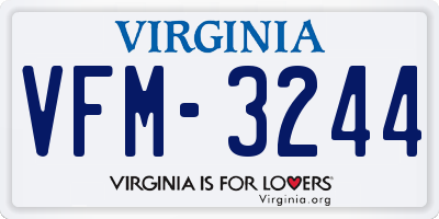 VA license plate VFM3244