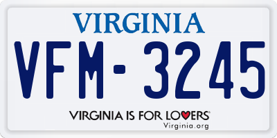 VA license plate VFM3245