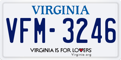 VA license plate VFM3246