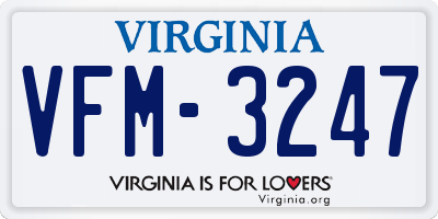 VA license plate VFM3247