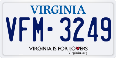 VA license plate VFM3249