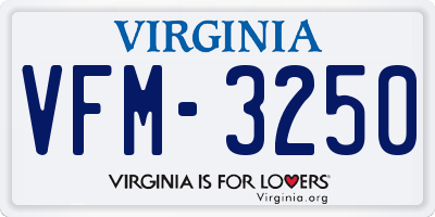 VA license plate VFM3250
