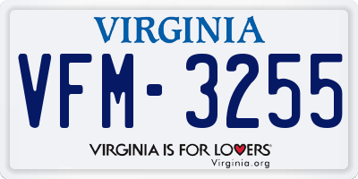 VA license plate VFM3255