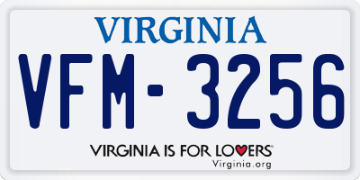 VA license plate VFM3256