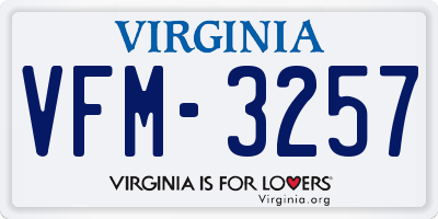 VA license plate VFM3257