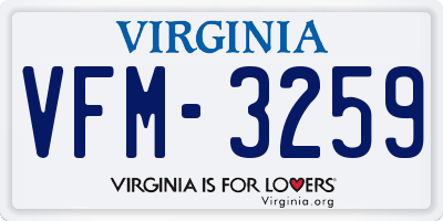 VA license plate VFM3259