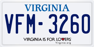 VA license plate VFM3260