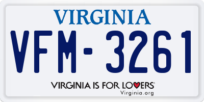 VA license plate VFM3261