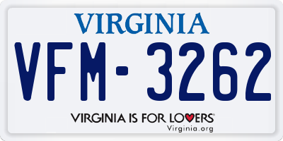 VA license plate VFM3262