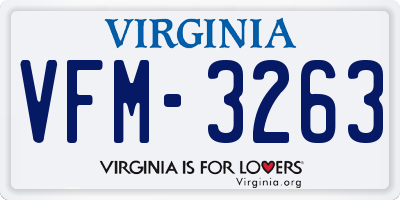 VA license plate VFM3263