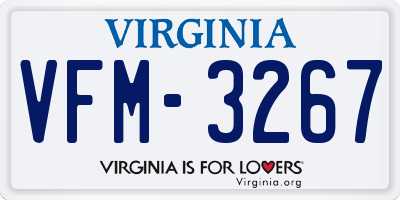 VA license plate VFM3267