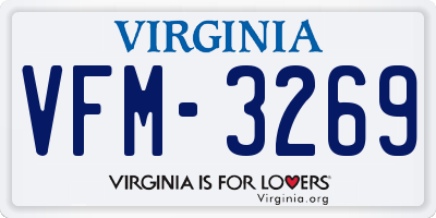 VA license plate VFM3269