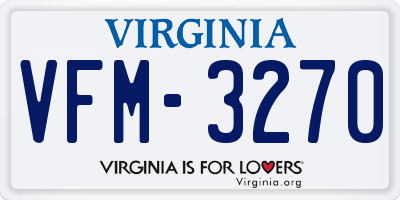 VA license plate VFM3270