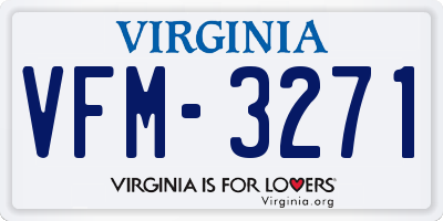 VA license plate VFM3271