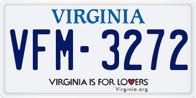 VA license plate VFM3272