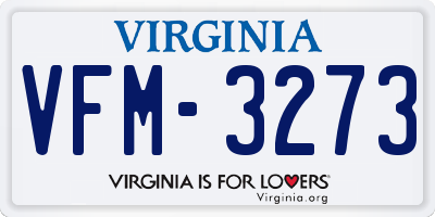 VA license plate VFM3273