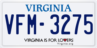 VA license plate VFM3275