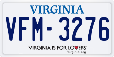 VA license plate VFM3276