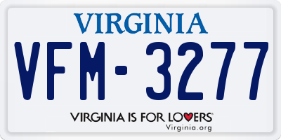 VA license plate VFM3277