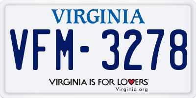 VA license plate VFM3278