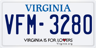 VA license plate VFM3280