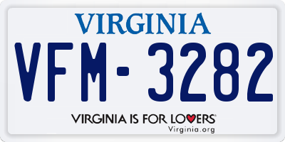 VA license plate VFM3282