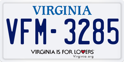 VA license plate VFM3285