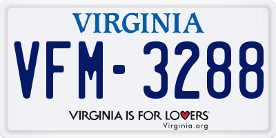 VA license plate VFM3288