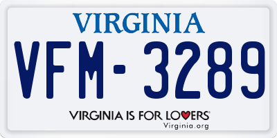 VA license plate VFM3289