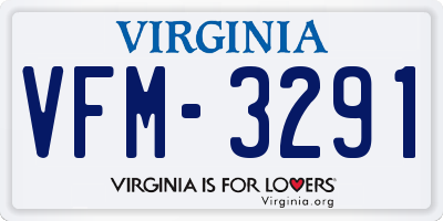 VA license plate VFM3291