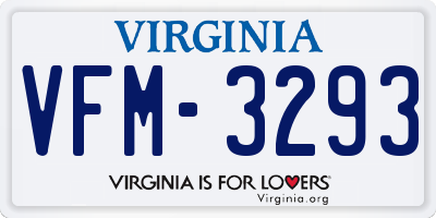 VA license plate VFM3293