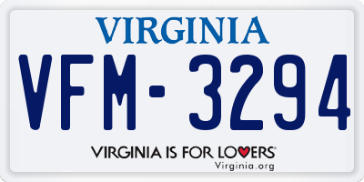 VA license plate VFM3294