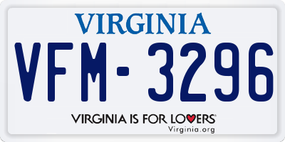 VA license plate VFM3296
