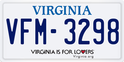 VA license plate VFM3298