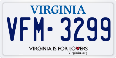 VA license plate VFM3299