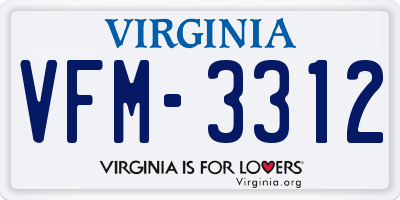 VA license plate VFM3312
