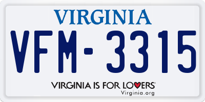 VA license plate VFM3315