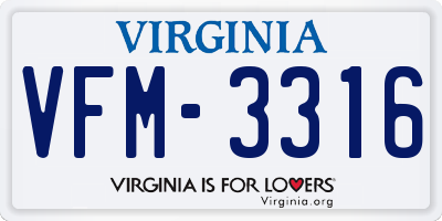 VA license plate VFM3316