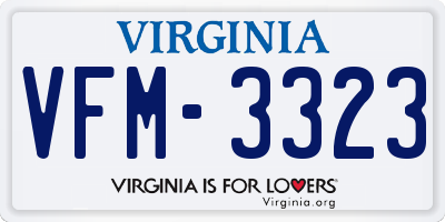 VA license plate VFM3323