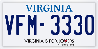 VA license plate VFM3330