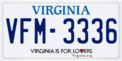 VA license plate VFM3336