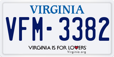 VA license plate VFM3382