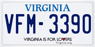 VA license plate VFM3390