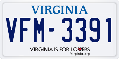 VA license plate VFM3391